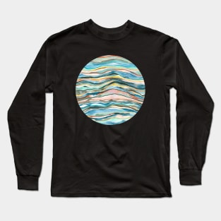 Agate Marble Watercolor Colorful Layers Long Sleeve T-Shirt
